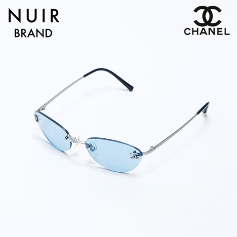 Chanel CHANEL Rimless Coco Mark Sunglasses Blue WS11231