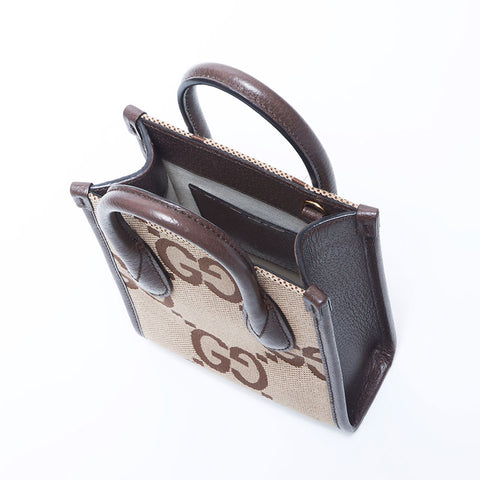 Gucci Jumbo GG帆布迷你手提袋肩袋棕色WS11239