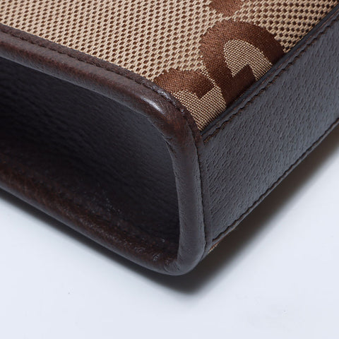 Gucci Jumbo GG帆布迷你手提袋肩袋棕色WS11239