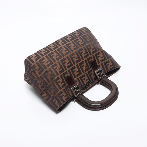 Fendi Zucca银硬件手提包棕色WS11250