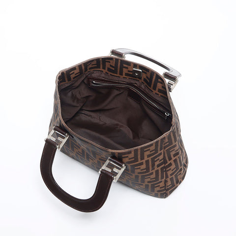 Fendi Zucca银硬件手提包棕色WS11250