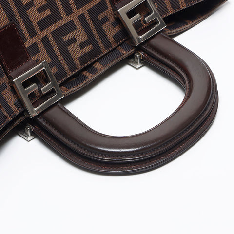 Fendi Zucca银硬件手提包棕色WS11250