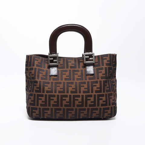 Fendi Zucca银硬件手提包棕色WS11250