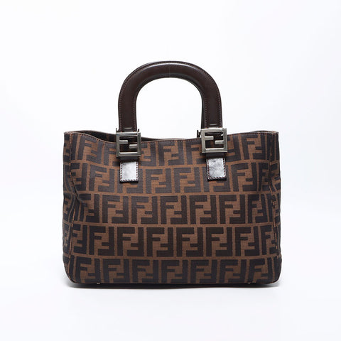 Fendi Zucca银硬件手提包棕色WS11250