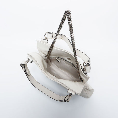 GUCCI Small Blondie Tote in Leather Chain Handbag white WS11252