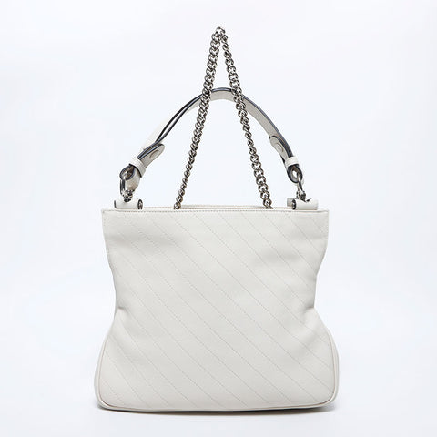 GUCCI Small Blondie Tote in Leather Chain Handbag white WS11252