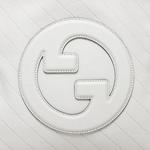 GUCCI Small Blondie Tote in Leather Chain Handbag white WS11252