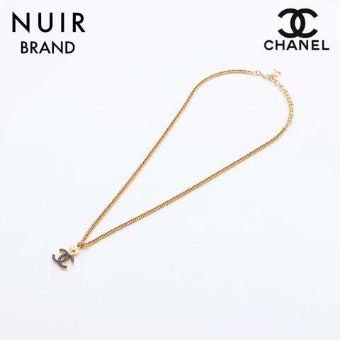 CHANEL I24P COCO Mark Star Necklace Gold blue WS11257