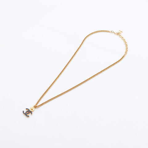 CHANEL I24P COCO Mark Star Necklace Gold blue WS11257