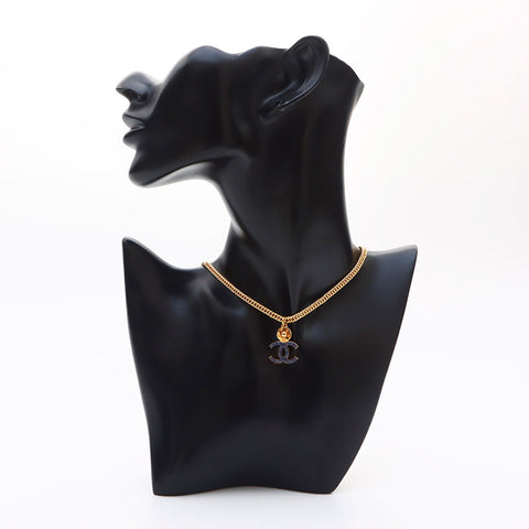 CHANEL I24P COCO Mark Star Necklace Gold blue WS11257