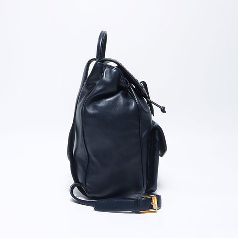 Bottegaveneta Intrecciato Lamb Leather Backpack/Daypack Navy Beige WS11261