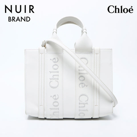 クロエ Chloe ウッディ ミニ 2way トートバッグ ショルダーバッグ ホワイト WS11273