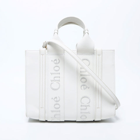 クロエ Chloe ウッディ ミニ 2way トートバッグ ショルダーバッグ ホワイト WS11273