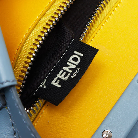 Fendi Peekaboo皮革银色金属拟合中肩袋蓝色WS11274