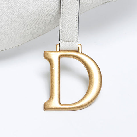 クリスチャンディオール Christian Dior レザー サドルバッグ ミディアム ショルダーバッグ ホワイト WS11291