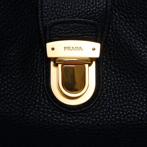 プラダ PRADA ロゴ レザー ハンドバッグ ブラック WS11293