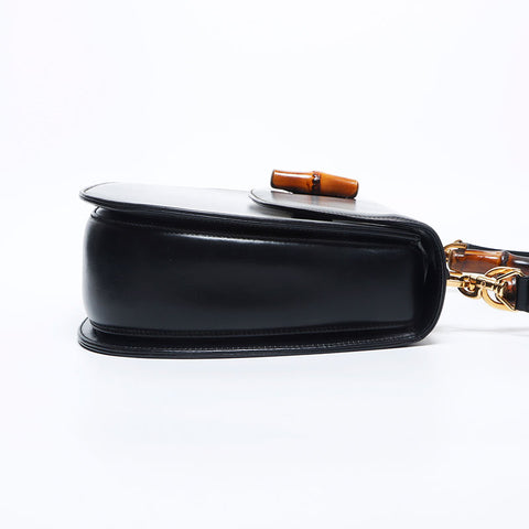 Gucci Bamboo Leather 2-Way手提包黑色WS11297