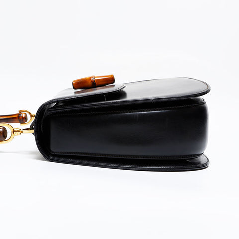 Gucci Bamboo Leather 2-Way手提包黑色WS11297