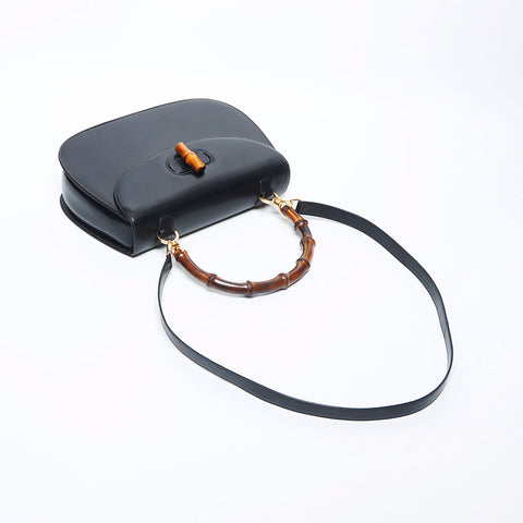 Gucci Bamboo Leather 2-Way手提包黑色WS11297