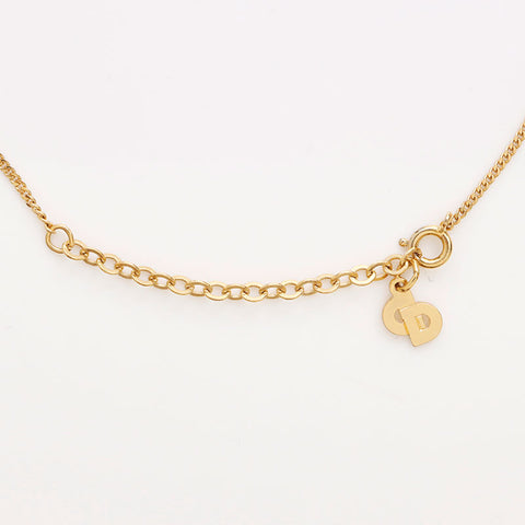 Christian Dior Logo Rhingestone Collier Gold WS11311