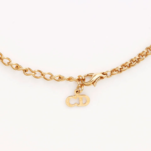 Christian Dior CD Logo Rhingestone Collier Gold WS11324