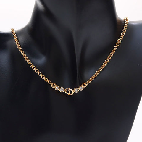 Christian Dior CD Logo Rhingestone Collier Gold WS11324