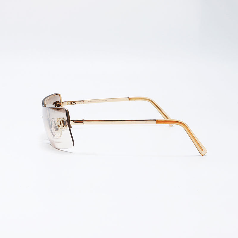 Chanel Coco Mark Rhinestone Sunglasses Gold WS11340 – NUIR VINTAGE