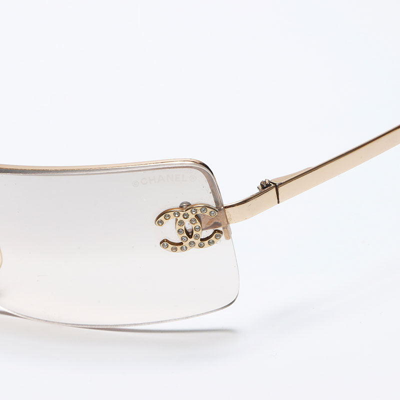 Chanel Coco Mark Rhinestone Sunglasses Gold WS11340 – NUIR VINTAGE