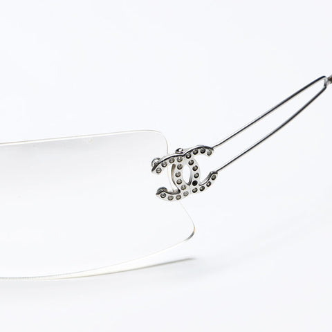 シャネル CHANEL ココマーク ラインストーン サングラス シルバー WS11342