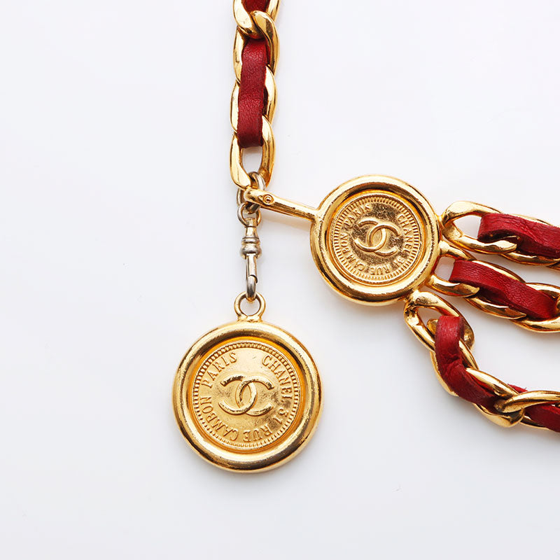 シャネル　レッドチェーンベルト 中古・古着通販】CHANEL (シャネル) チェーンベルト レッド｜ブランド