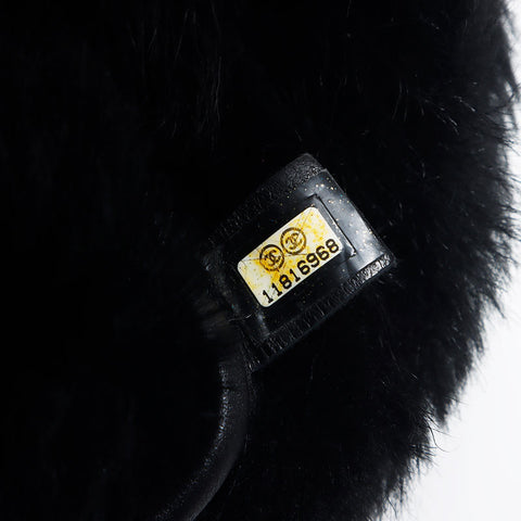 CHANEL 11th Chain Fur Shoulder Bag black WS11360