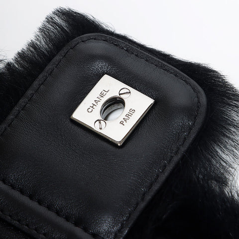 CHANEL 11th Chain Fur Shoulder Bag black WS11360