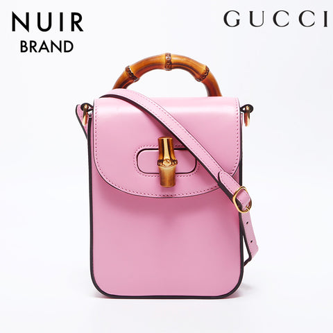 Gucci Bamboo 2way迷你顶部手柄肩带粉红色WS11361