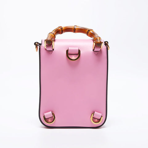 Gucci Bamboo 2way迷你顶部手柄肩带粉红色WS11361