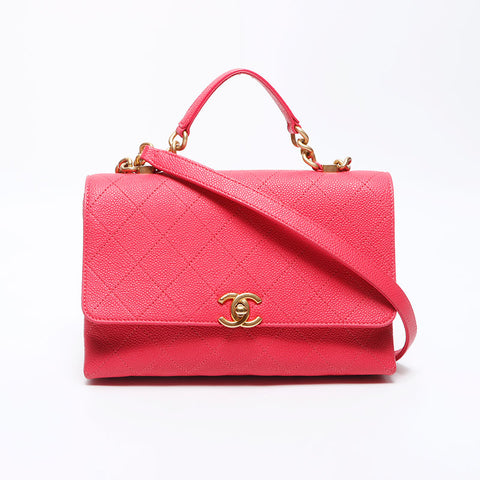 Chanel CHANEL 30 Turnlock 2WAY Caviar Skin Top Handle Shoulder Bag Pink WS11362