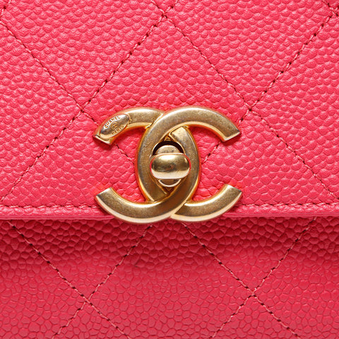 Chanel CHANEL 30 Turnlock 2WAY Caviar Skin Top Handle Shoulder Bag Pink WS11362