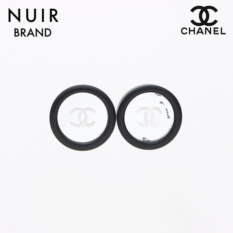 シャネル CHANEL ミラー ラウンド ココマーク95C イヤリング シルバー ブラック WS11378