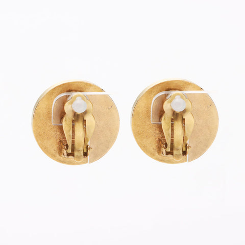 Chanel Chanel 94p Round Coco Mark Boucles d'oreilles Gold Black WS11380