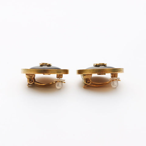 Chanel Chanel 94p Round Coco Mark Boucles d'oreilles Gold Black WS11380