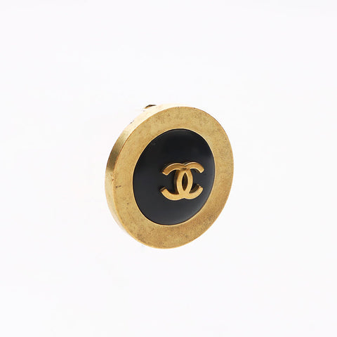 Chanel Chanel 94p Round Coco Mark Boucles d'oreilles Gold Black WS11380