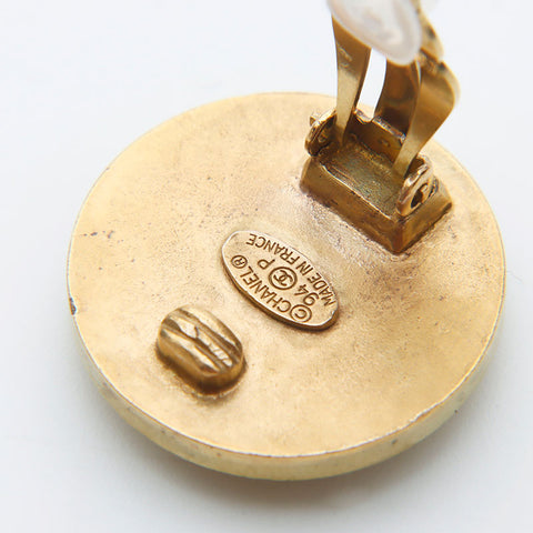 Chanel Chanel 94p Round Coco Mark Boucles d'oreilles Gold Black WS11380