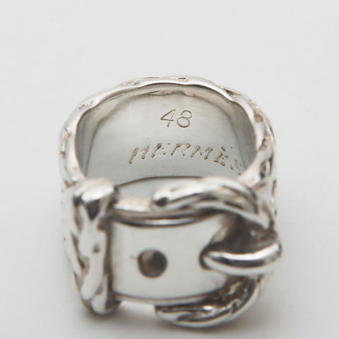 HERMES Diane Belt Size 8 Ring Silver WS11388