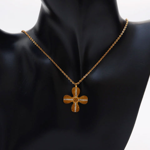 CHANEL COCO Mark Kuroba Rhinestone 01C Necklace gold WS11413