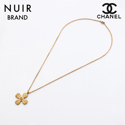 CHANEL COCO Mark Kuroba Rhinestone 01C Necklace gold WS11413