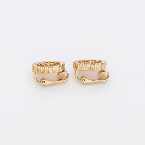 克里斯蒂安·迪奥（Christian Dior）徽标水钻耳环金黄金WS11434