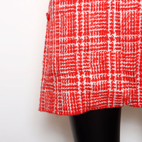 Chanel Größe: 38 Tweed Long Coco Mark Button 1997 Weiße Jacke Rot WS11449