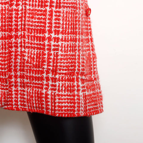 Chanel Größe: 38 Tweed Long Coco Mark Button 1997 Weiße Jacke Rot WS11449