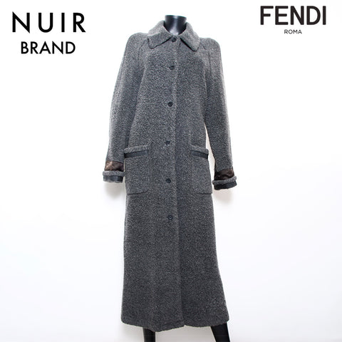 フェンディ FENDI Size:44 ウール ロングコート コート グレー WS11452