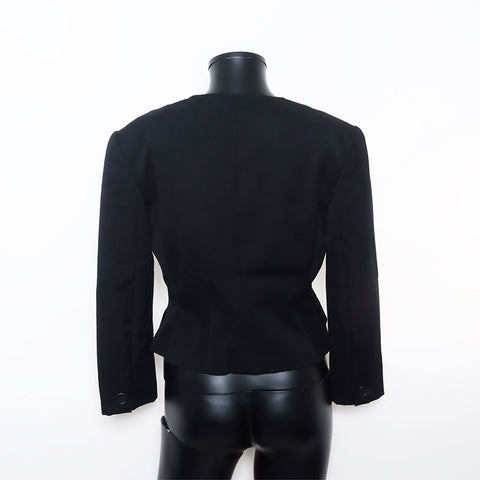Christian Dior No Kragen formelle Größe: 9 Button Jacke Schwarz WS11459