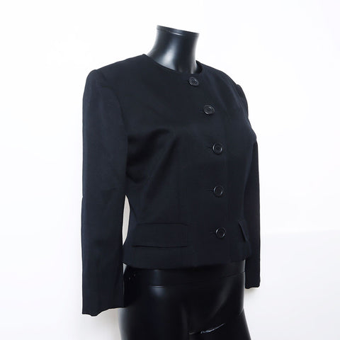 Christian Dior No Kragen formelle Größe: 9 Button Jacke Schwarz WS11459